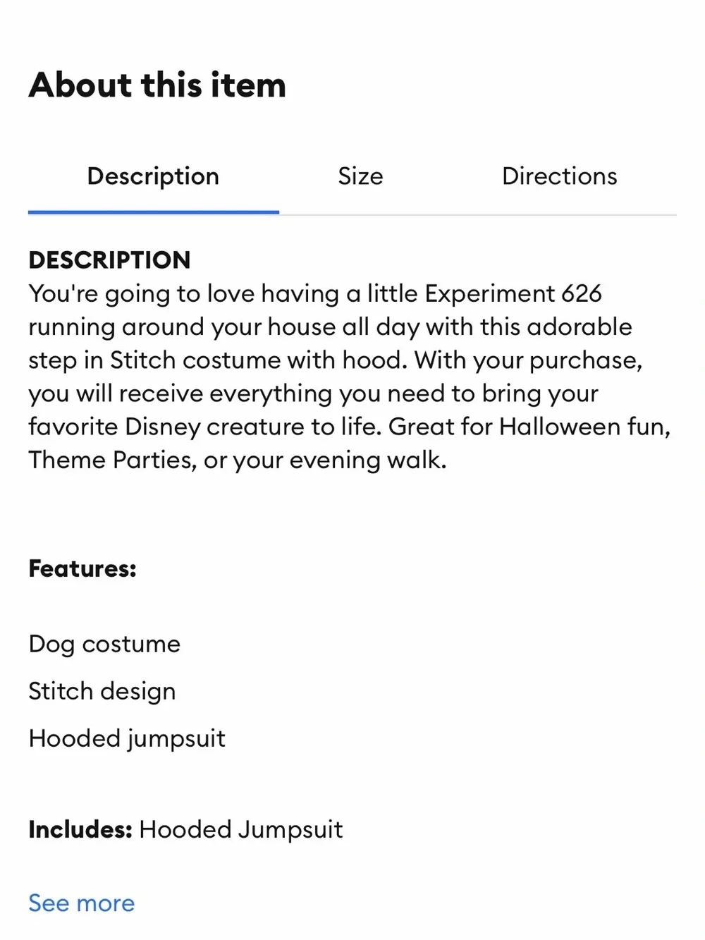 Rubie's Blue & Teal Stitch Pet Costume for Kids